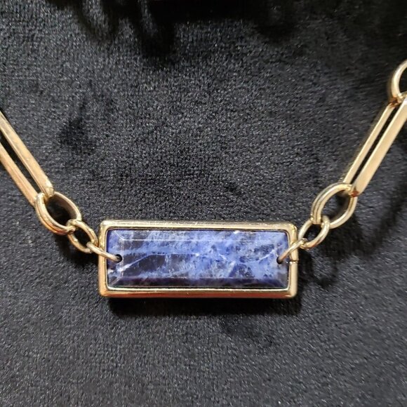 WHBM Gold Tone Bugle Link Purple Glass Bead Collar Necklace with Lobster Clasp - Picture 5 of 8